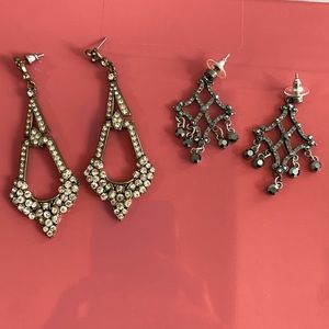 Earrings-statement rhinestone & marquesite earrings, both for one price!